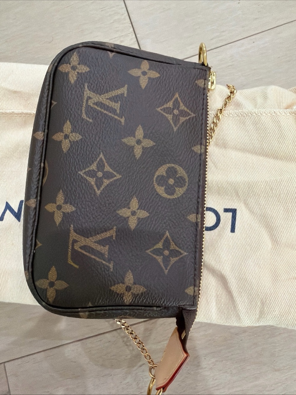 Louis Vuitton Monogram Mini Pochette in Brown with Gold Hardware - Picture 7 of 12
